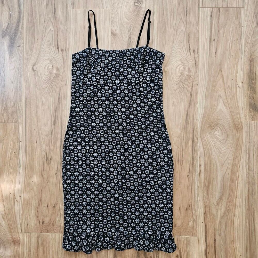 Vintage Forever 21 coquette black floral dress with adjustable straps